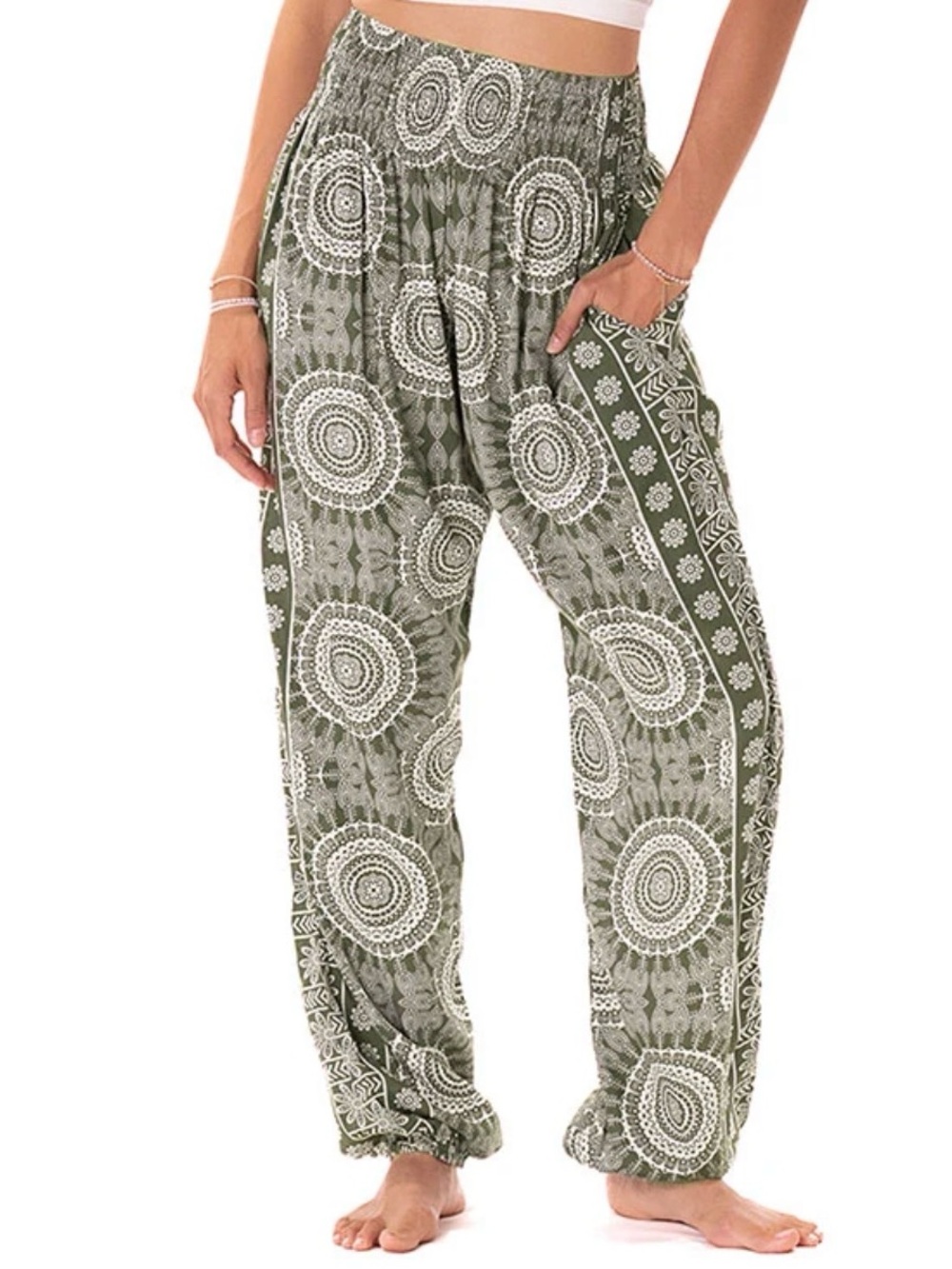 LOTUS & LUNA TUSCANY HAREM PANTS OLIVE CREAM